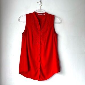 Anthropologie Maeve Red Sleeveless Eyelet Trim Sleeveless Blouse 2